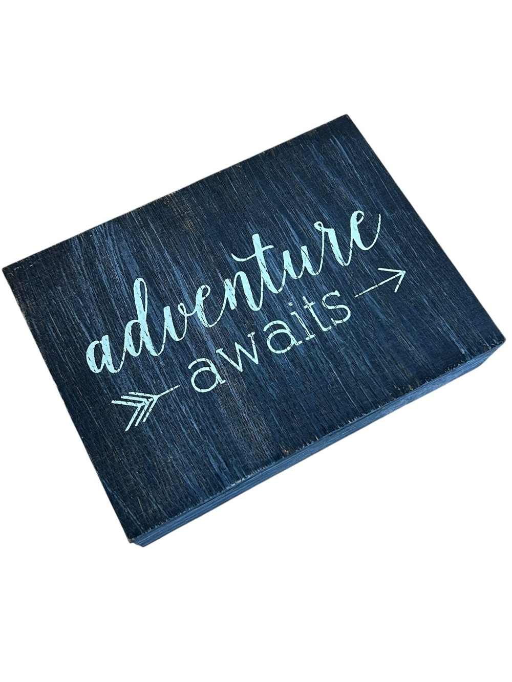 Dark Gray & White Adventure Awaits Rustic Design Wooden Sign House Decor Travel!